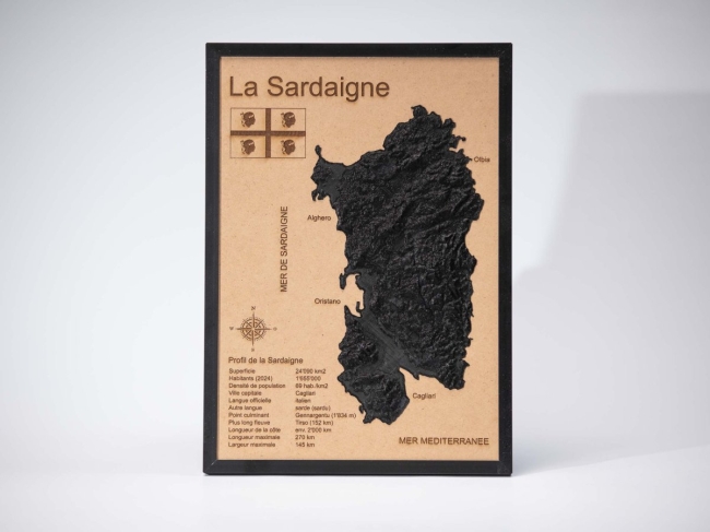 Cadre Maps 3d A4 Sardaigne