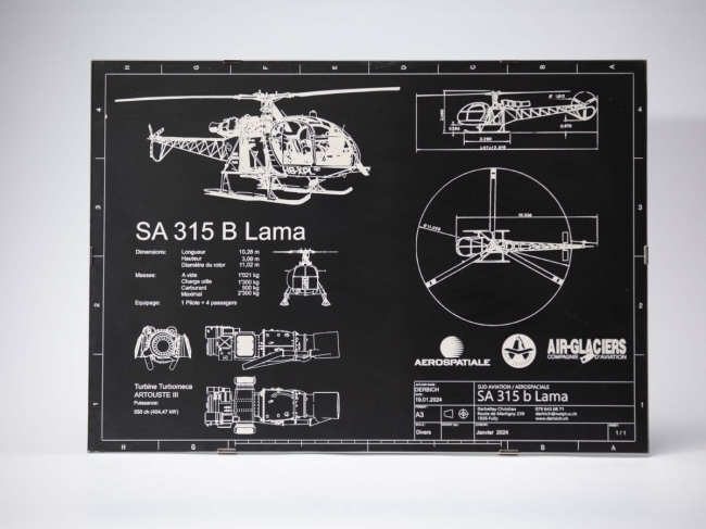 PVC Multicouche A3 dessin gravé au laser 